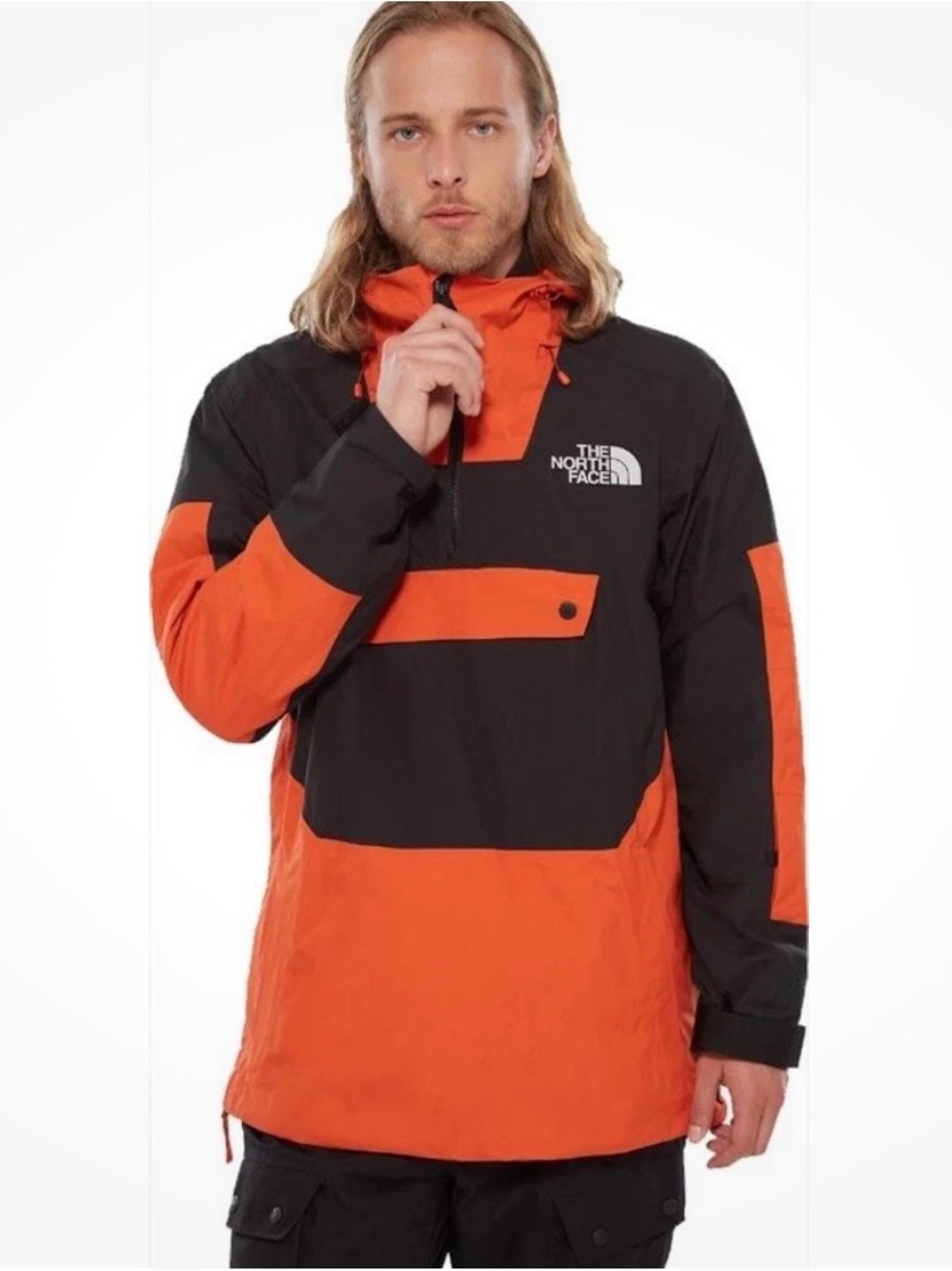 The North Face Orange and Black Hooded Ski Anorak-S